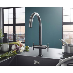 GROHE Mitigeur évier cuisine 2 poignées Atrio 30362000