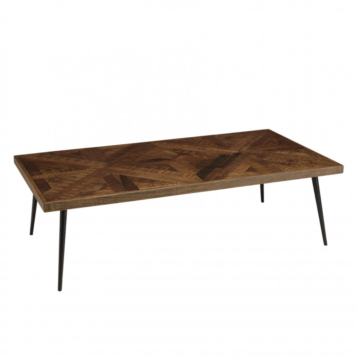 KIARA - Table basse rect. 135x70cm bois recyclé pieds métal