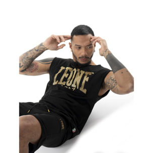 Camiseta de hombre Leone Stripe Gold de algodón elástico sin mangas