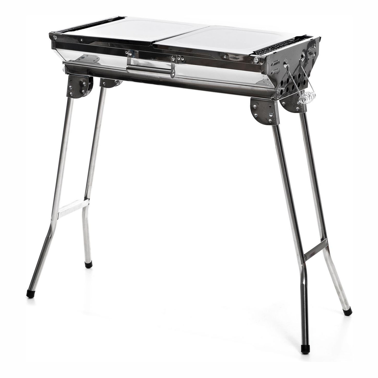 Barbecue a carbone pieghevole - acciaio inox - grigio - 61x73x33 cm