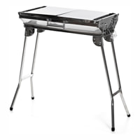 Barbecue a carbone pieghevole - acciaio inox - grigio - 61x73x33 cm
