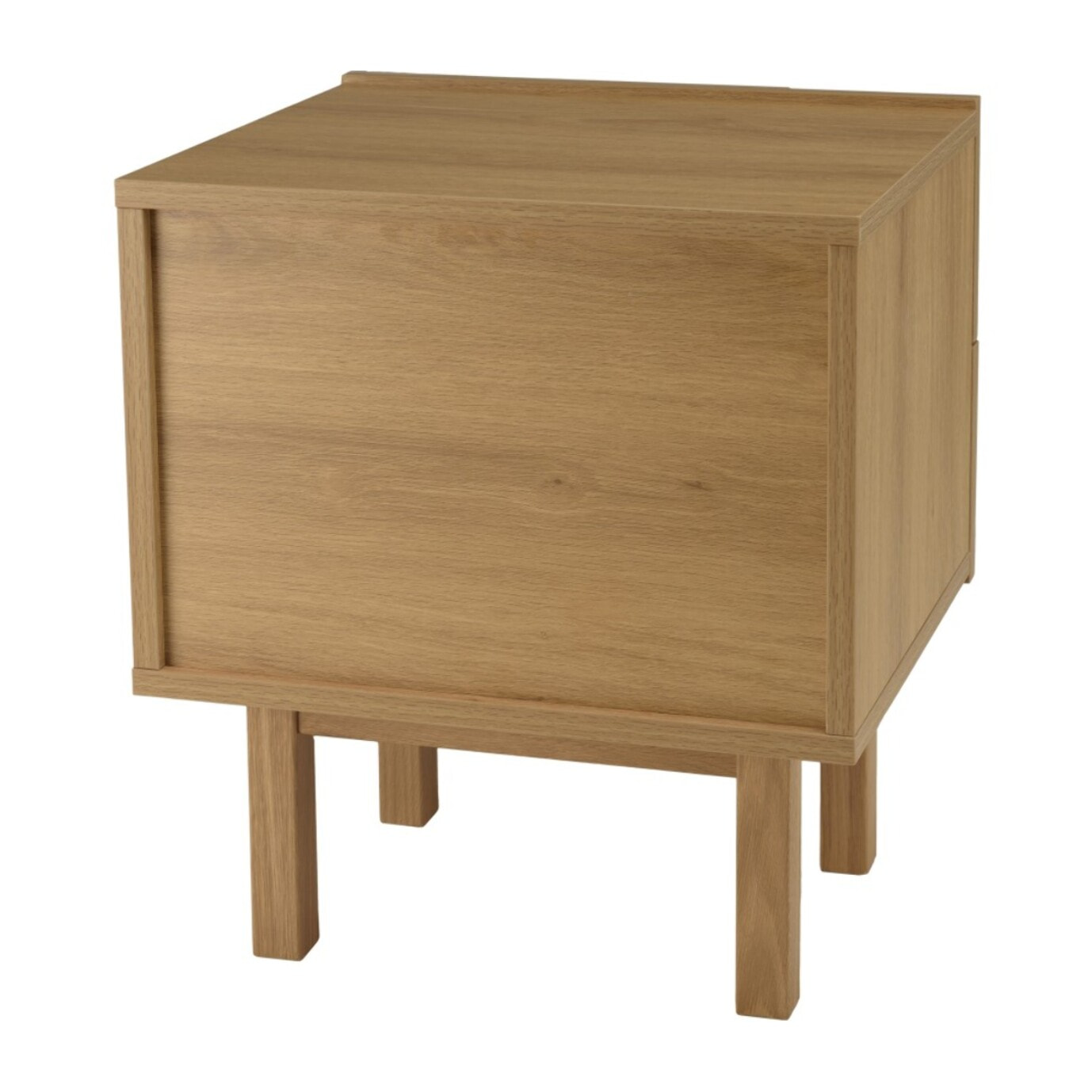 ETHAN - Table de chevet bois 2 tiroirs motif arrondi couleur naturelle