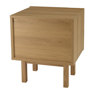 ETHAN - Table de chevet bois 2 tiroirs motif arrondi couleur naturelle