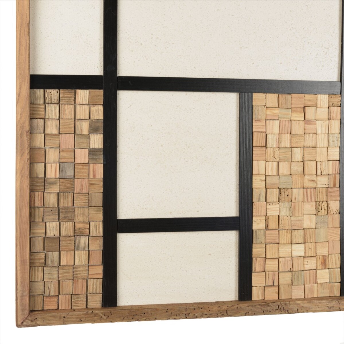 SANDY - Décoration murale 82x82cm mosaïque tricolore bois Pin recyclé