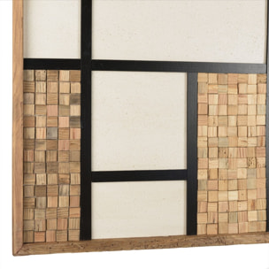 SANDY - Décoration murale 82x82cm mosaïque tricolore bois Pin recyclé