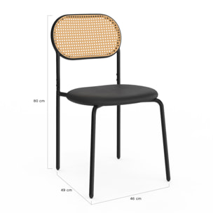 Chaises Clarisse noires et dossier cannage  - lot de 4