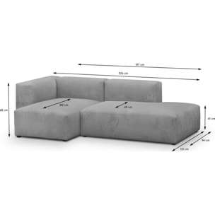 Canapé d'angle à gauche modulable 3/4 places en velours côtelé - MODULO