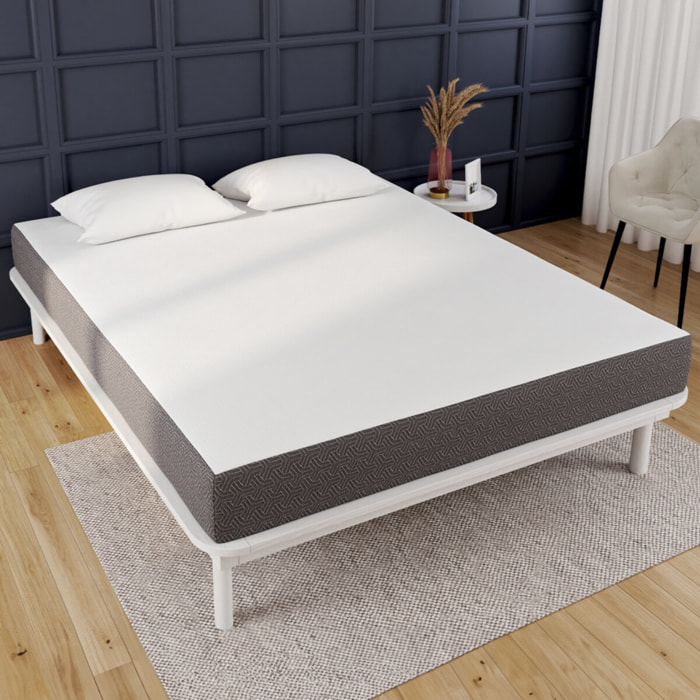 Matelas mémoire de forme 160x200x20cm blanc et gris