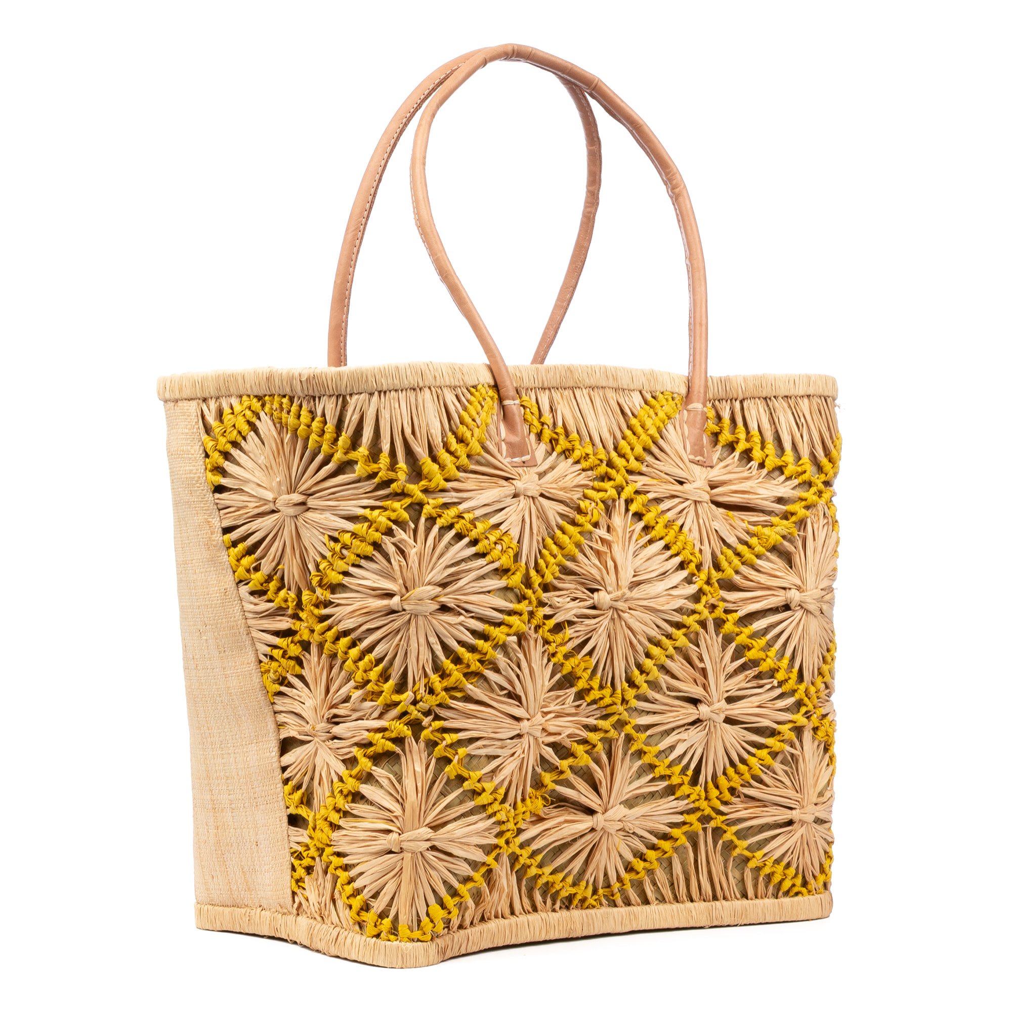 Vigonovo borsa shopper donna. Realizzata in rafia e paglia, con manici in pelle.