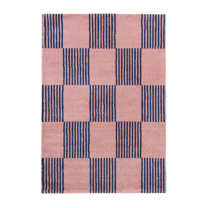 Tapis intérieur damier bleu et rose FERGEW