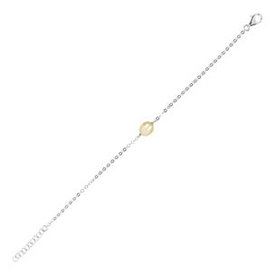 PERLAVIVA - Bracciale Catena Rolo in Argento 925 con Perla d'Acqua Dolce Gialla Ø 7/8 mm