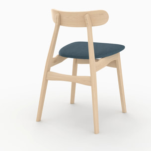 Lot de 2 chaises en tissu bleu et bois d'hévéa - Lisette