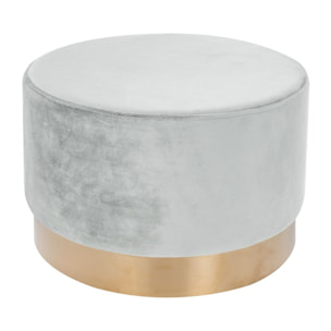 Pouf Rotondo Nano in Velluto Mint e Bianco con Base Oro