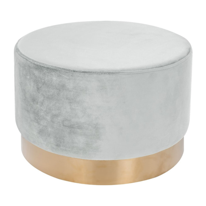 Pouf Rotondo Nano in Velluto Mint e Bianco con Base Oro