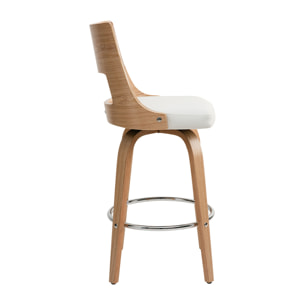 Tabouret de bar scandinave pivotant blanc et bois clair H69 cm GARBO