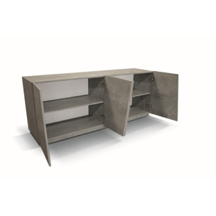 Credenza GORGONA in legno, finitura in grigio cemento, 180x50 cm