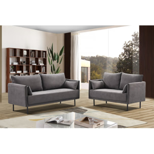 Canapé fixe tissu "Rudy" - 180.5 x 78 x 52 cm - 3 places - Gris foncé