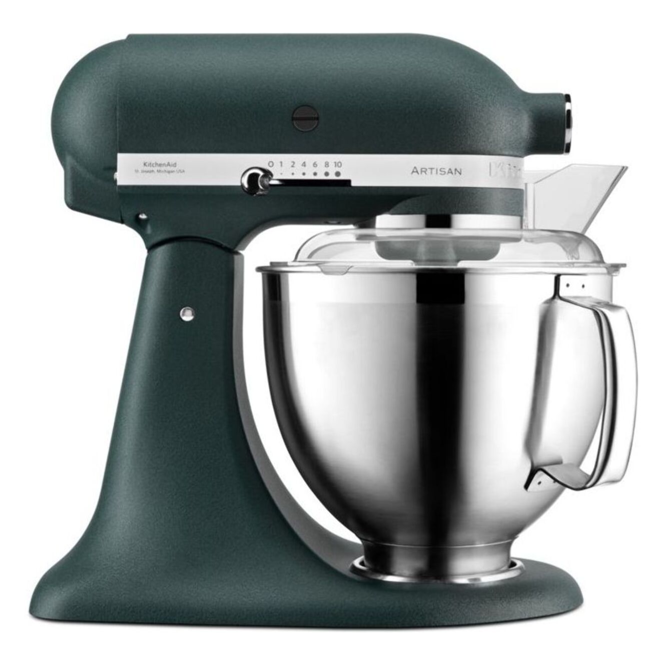 Robot pâtissier KITCHENAID 5KSM185PSEPP Artisan vert sapin, 4,8 L, accessoires inox, bol 3L, couvercle antiprojections