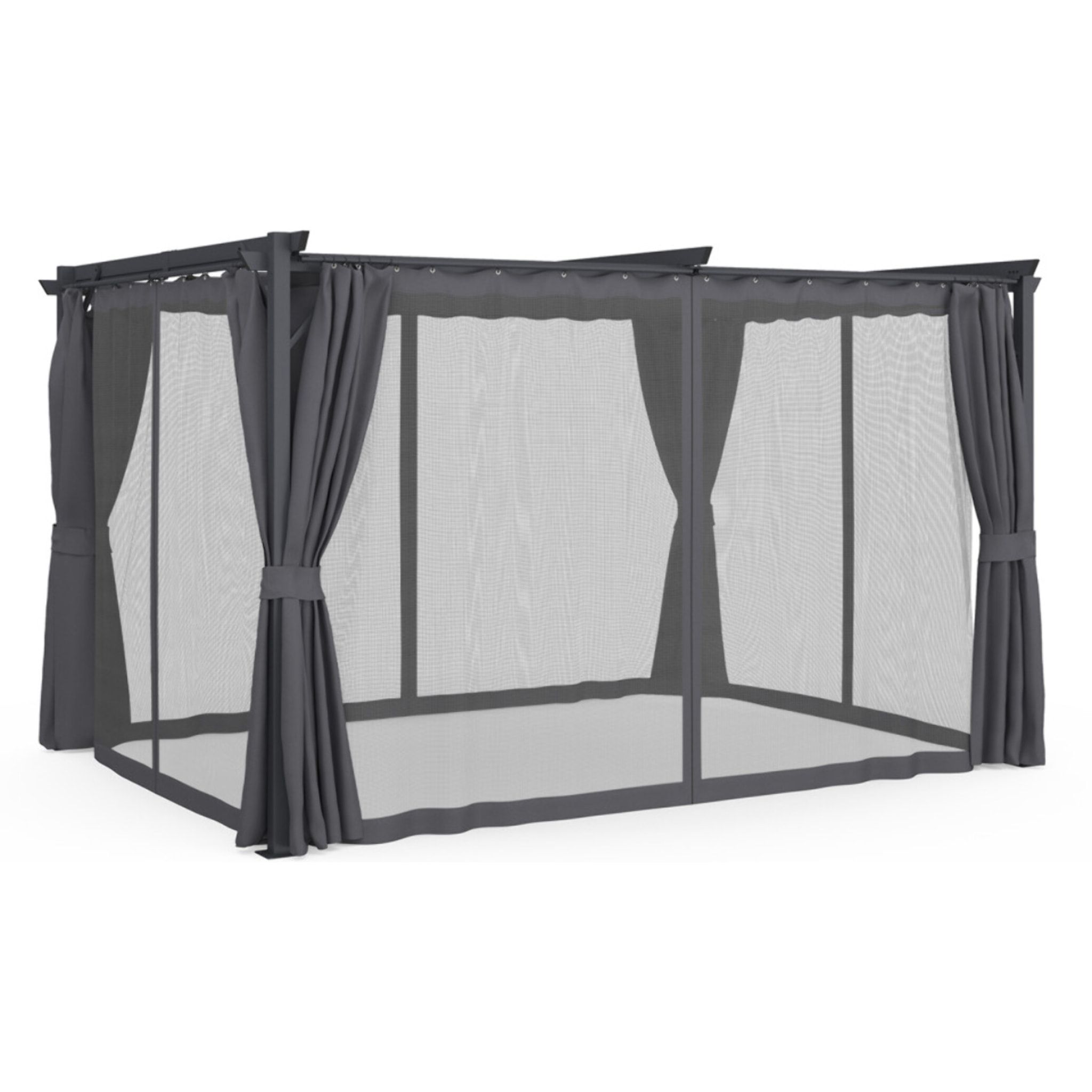 Pergola Marina 3x4m toit rétractable + 4 rideaux moustiquaires