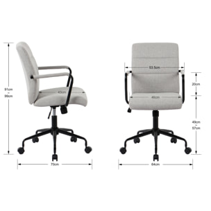 Silla de estudio Oli tela gris 99x64x70 cm