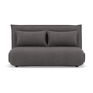 Candice - Banquette 2 places convertible clic-clac en velours côtelé - Gris foncé
