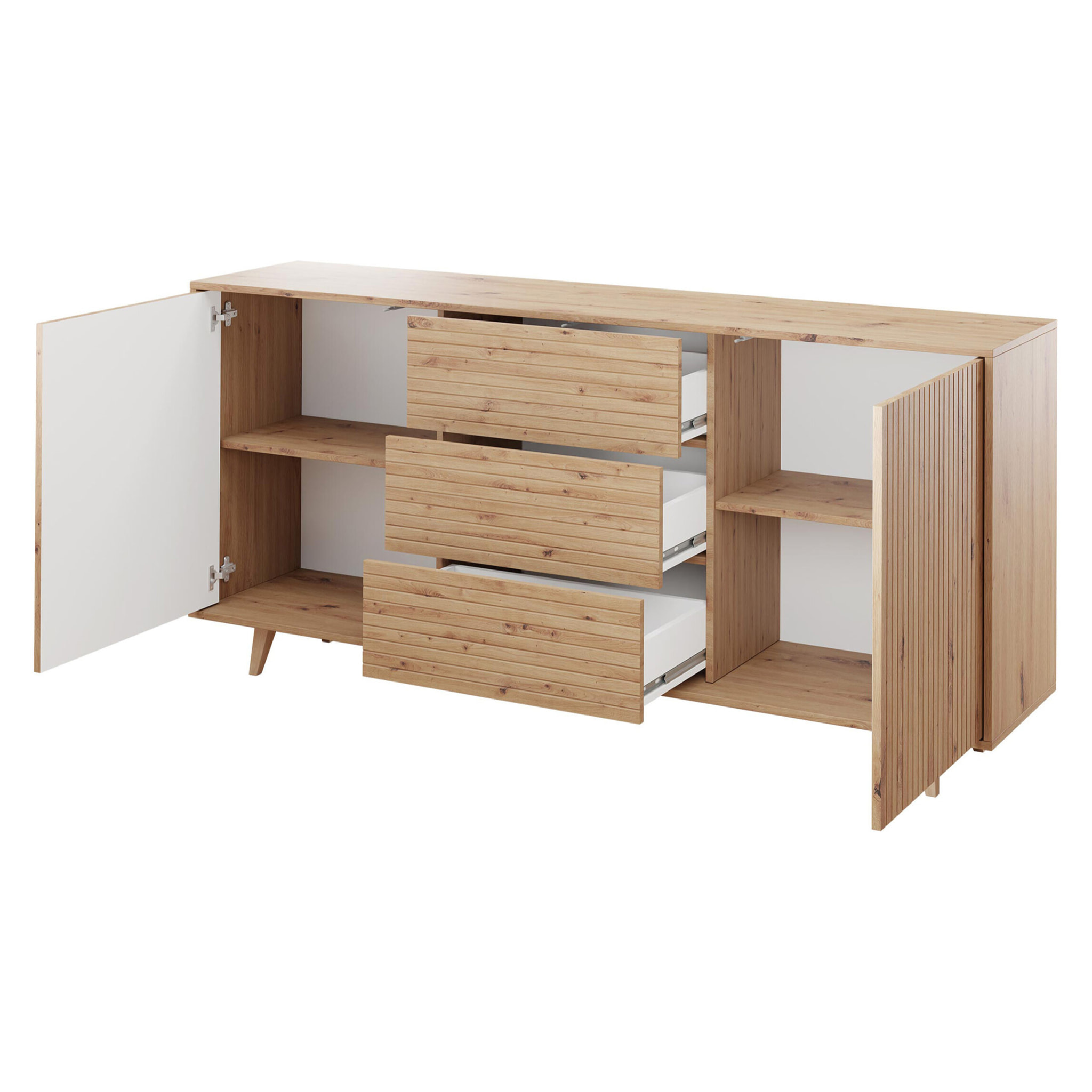 Diego - buffet - effet bois - 3 tiroirs et 2 portes - 180 cm - Bois