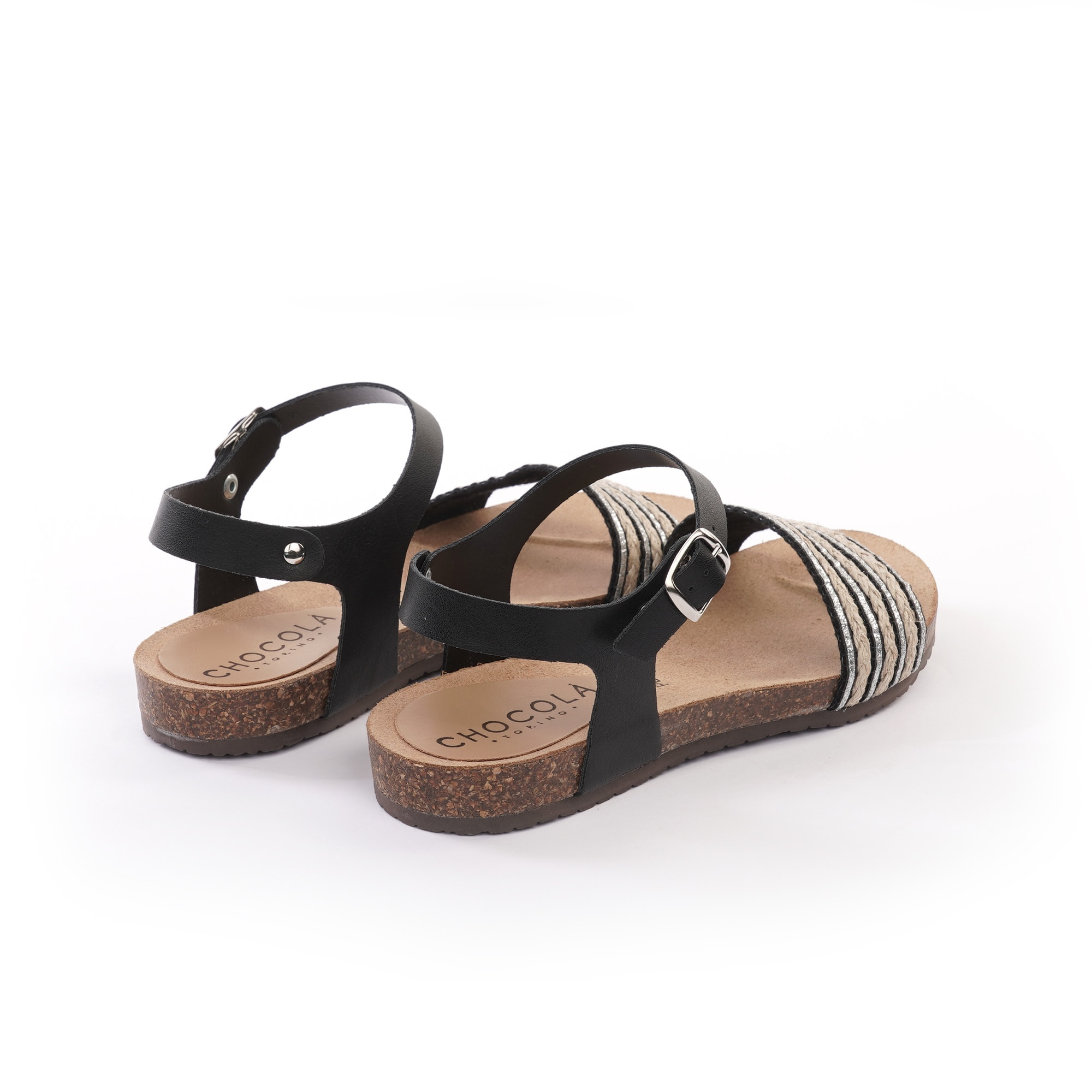SANDALO BIO FLAT FASCIA CORDA NERO