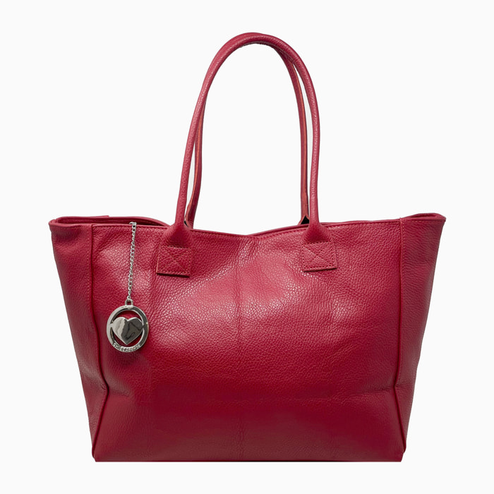 Chicca Borse - Borsa a Spalla Donna in Vera Pelle - Colore Dollaro Rosso