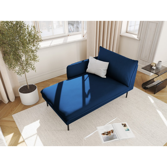 Méridienne gauche "Vienna" en velours bleu roi