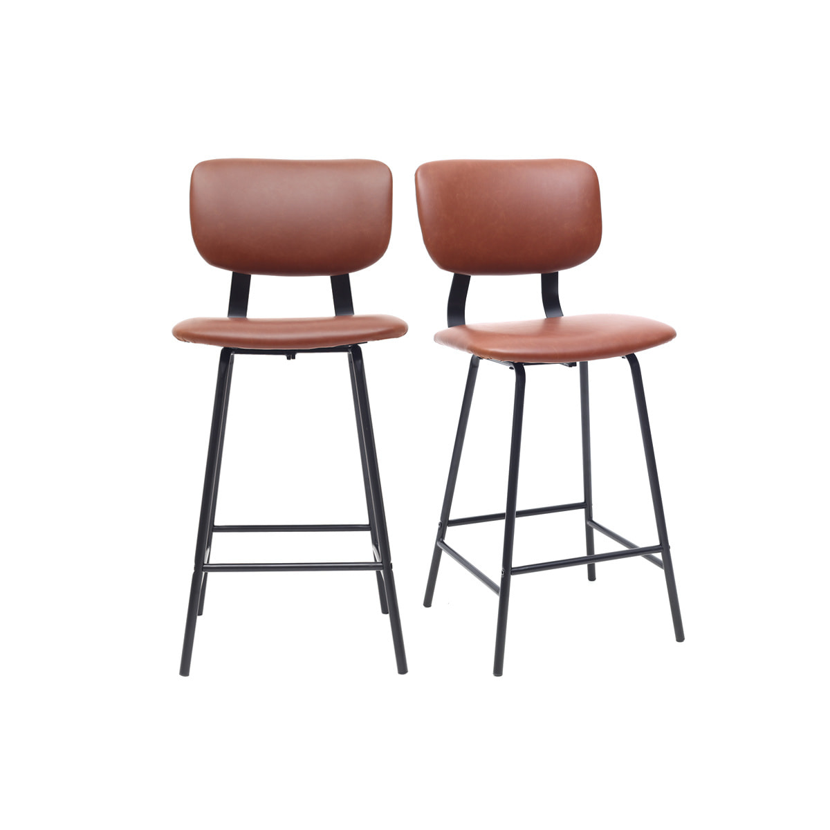 Tabourets de bar vintage marron clair avec pieds métal 65 cm (lot de 2) LAB