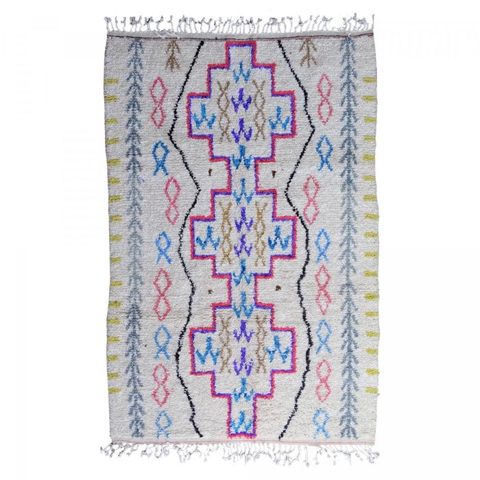 Authentique tapis berbère fait à la main en laine motif ethnic PAJA