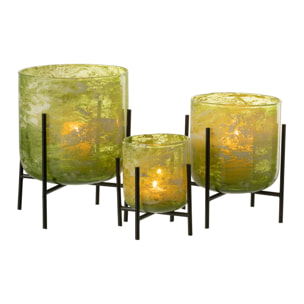 J-Line photophore Debout - verre/acier marbre - vert - large