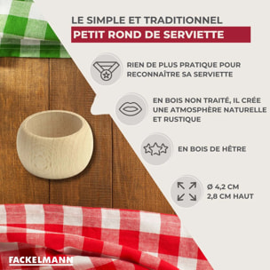 Rond de serviette en bois naturel non traité Fackelmann Boissellerie