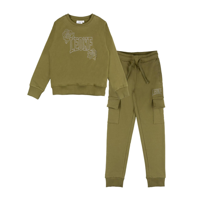 Tuta invernale da bambina girocollo, pantalone cargo Leone 1947 Nature