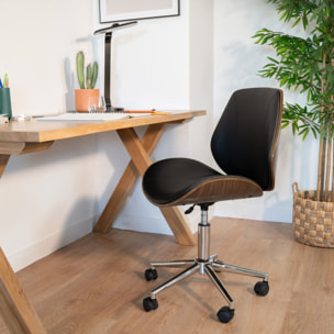 Chaise de bureau pivotante en bois en PU noir - Archie