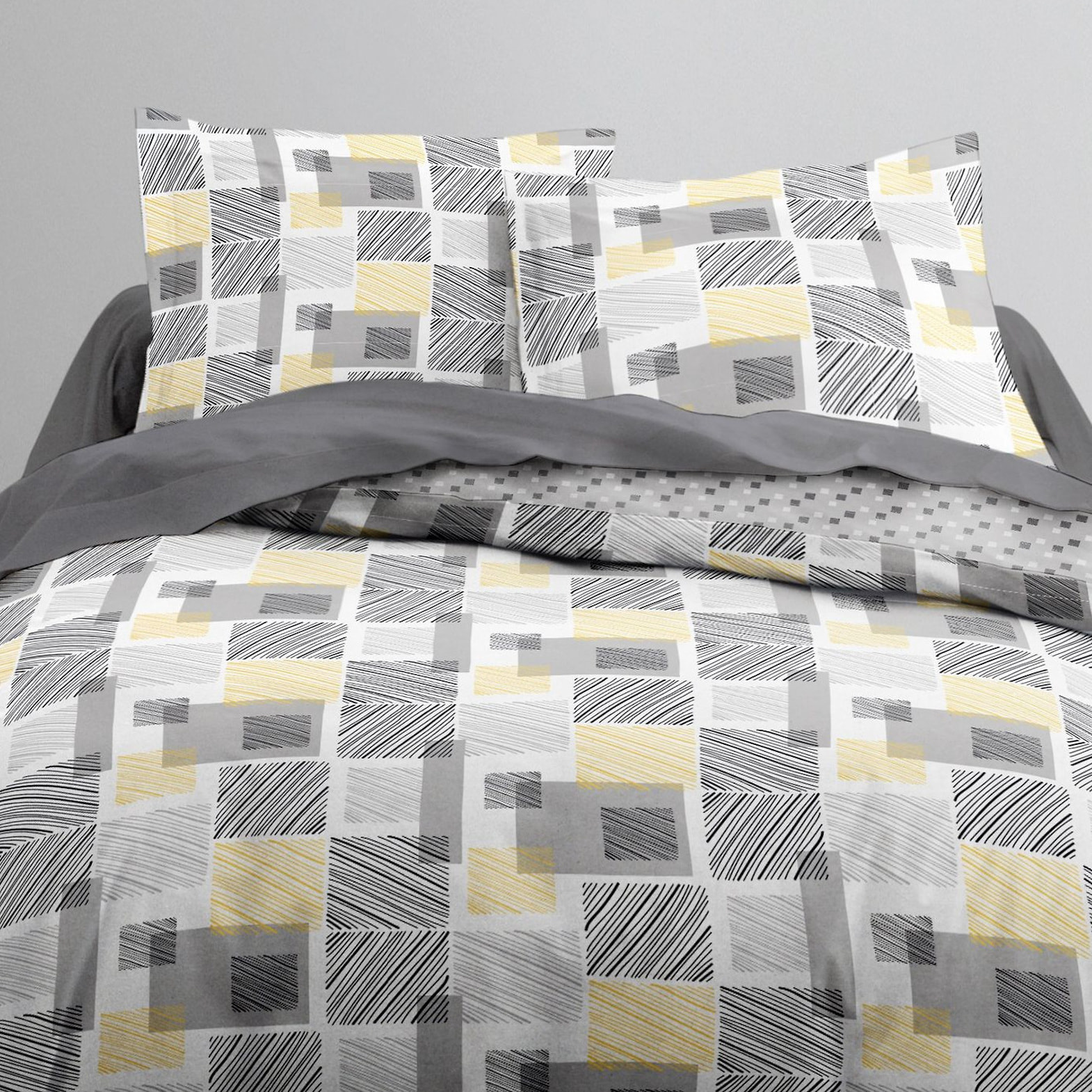 Parure Housse De Couette 3pcs 100% coton 57fils Gris