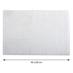 Alfombra de baño MSV ''Chenille'' de microfibra en color blanco 40 x 60 cm