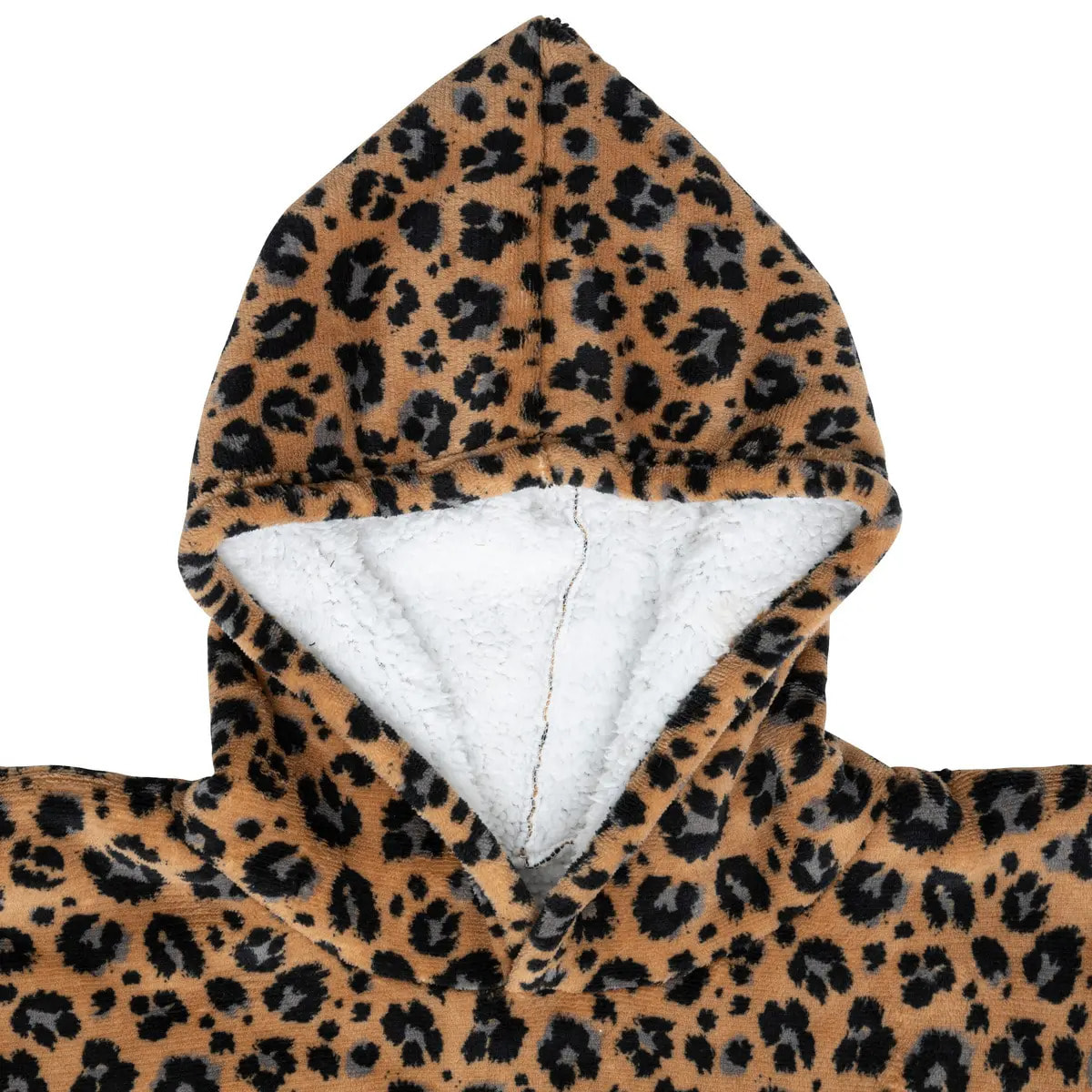 Plaid "Hoodie" 85x118cm beige imprimé léopard
