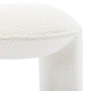 Tabouret. pouf bouclette texturée blanche L 44 x P 44 x H 42cm -SHAWN