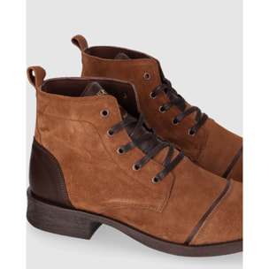 Botines de Serraje - Camel - Tacón: Bajo