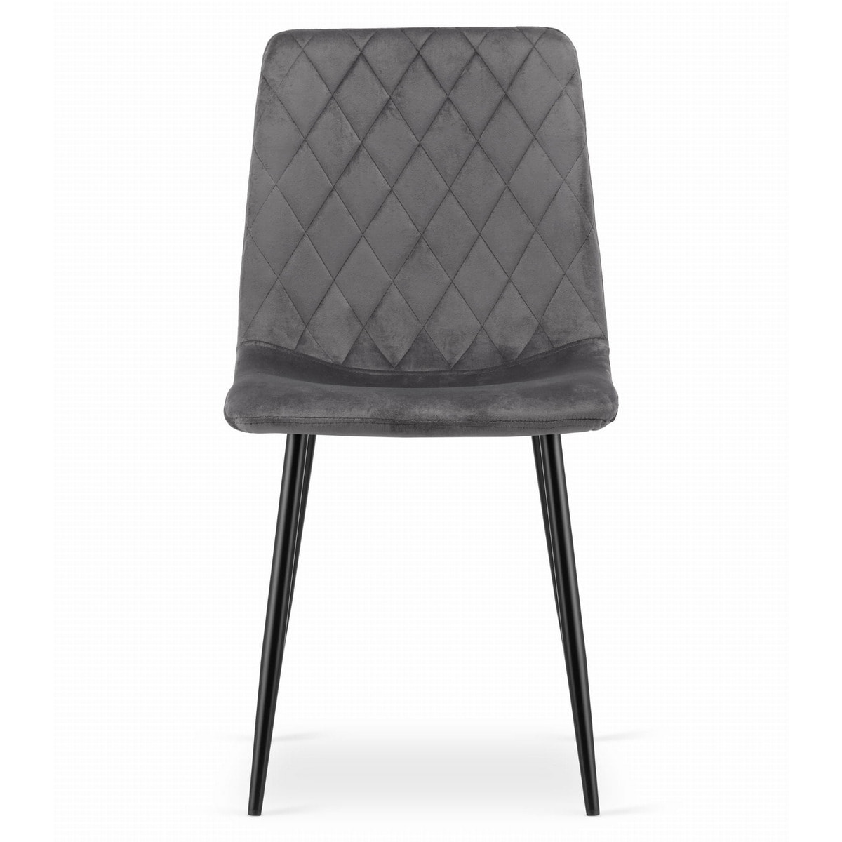 Sedia Turin in velluto grigio scuro con gambe in metallo