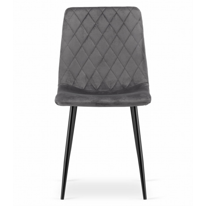 Sedia Turin in velluto grigio scuro con gambe in metallo