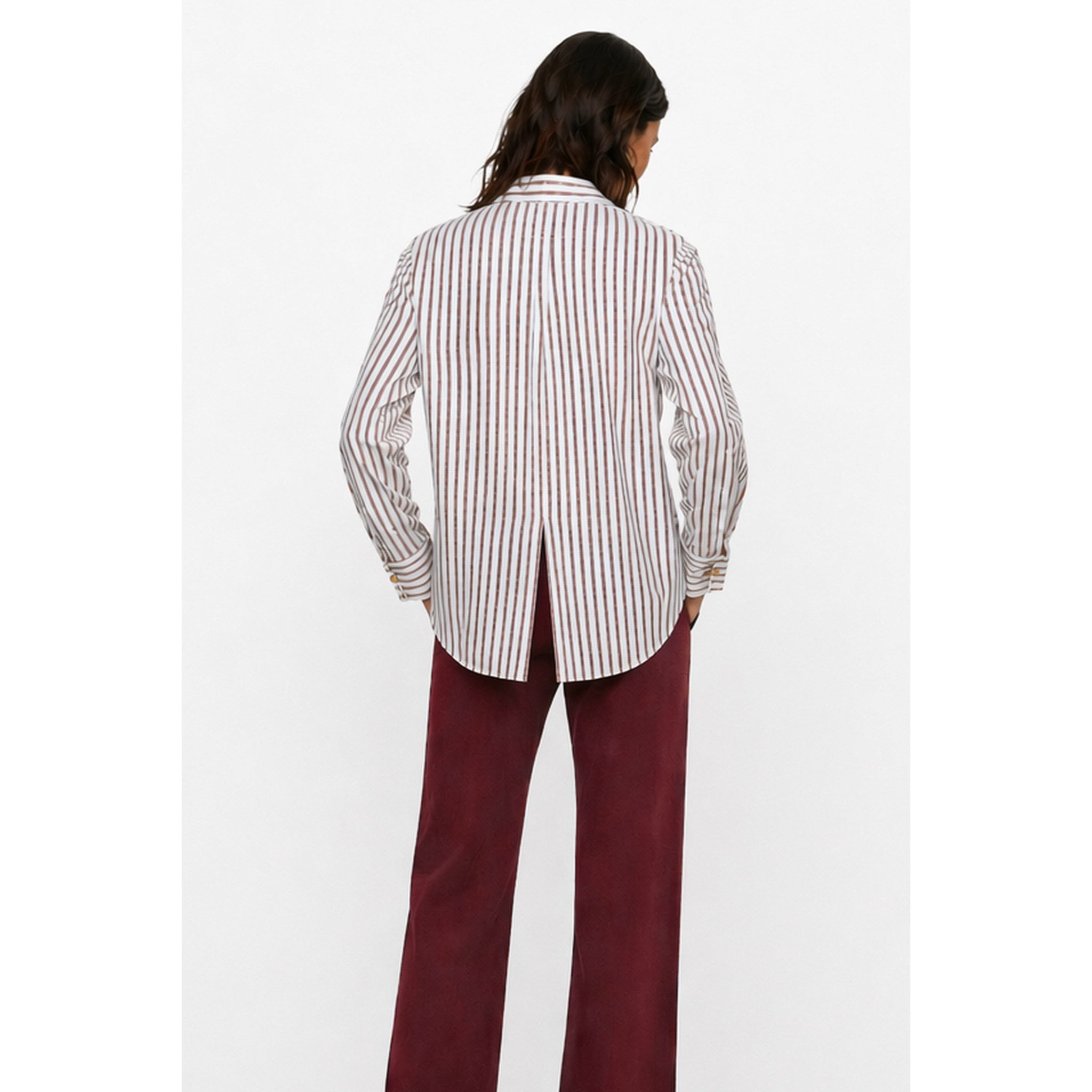 Kocca - Camicia a righe in misto cotone con incrocio in vita Donna
