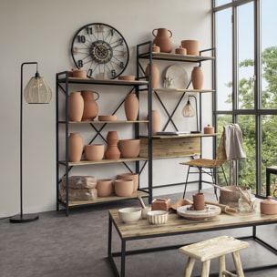 Horloge "Mohan" en bois & métal D65cm