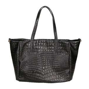 Borsa a spalla da donna - Modello Lorella - Vera pelle croco - 37.0 x 23.0 x 10.0 cm