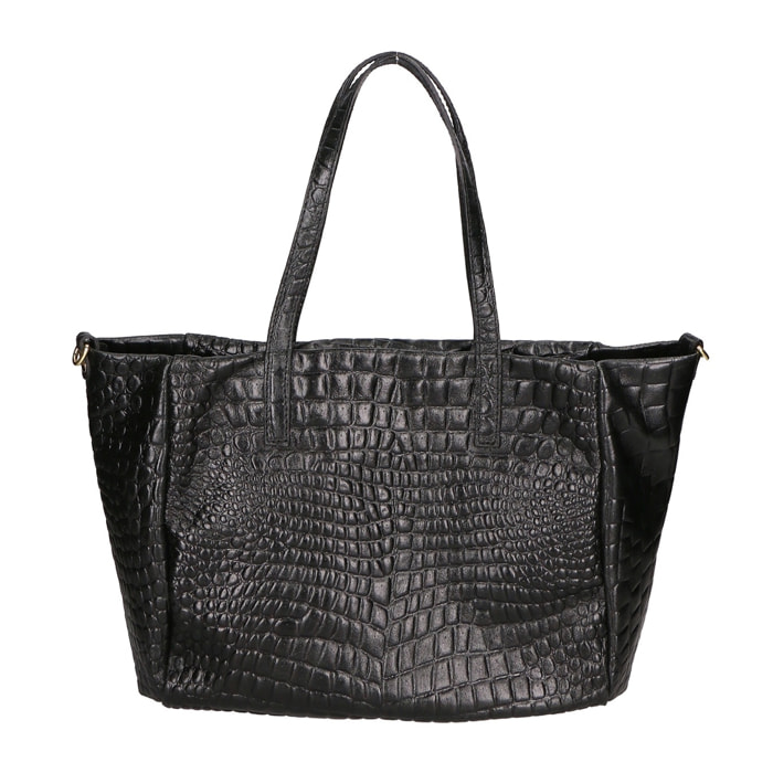 Borsa a spalla da donna - Modello Lorella - Vera pelle croco - 37.0 x 23.0 x 10.0 cm