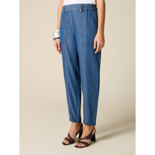 Oltre - Joggers in tencel effetto denim - Blu