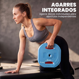 SPORTNOW Barra de Pesas 30 kg, Set de Pesas Ajustables con Barra de Acero de 140 cm, 8 Discos de 4x5kg, 2x2,5kg, 2x1,25kg, 2 Clips, Juego de Mancuernas para Entrenamiento de Fuerza en Casa Gimnasio