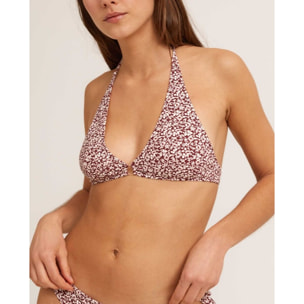 Top de bikini halter con estampado de flores