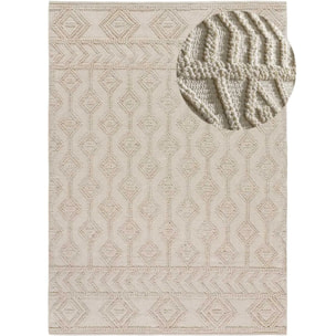 PAMUK Alfombra étnica algodón reciclado con relieve en crema, varias medidas disponibles